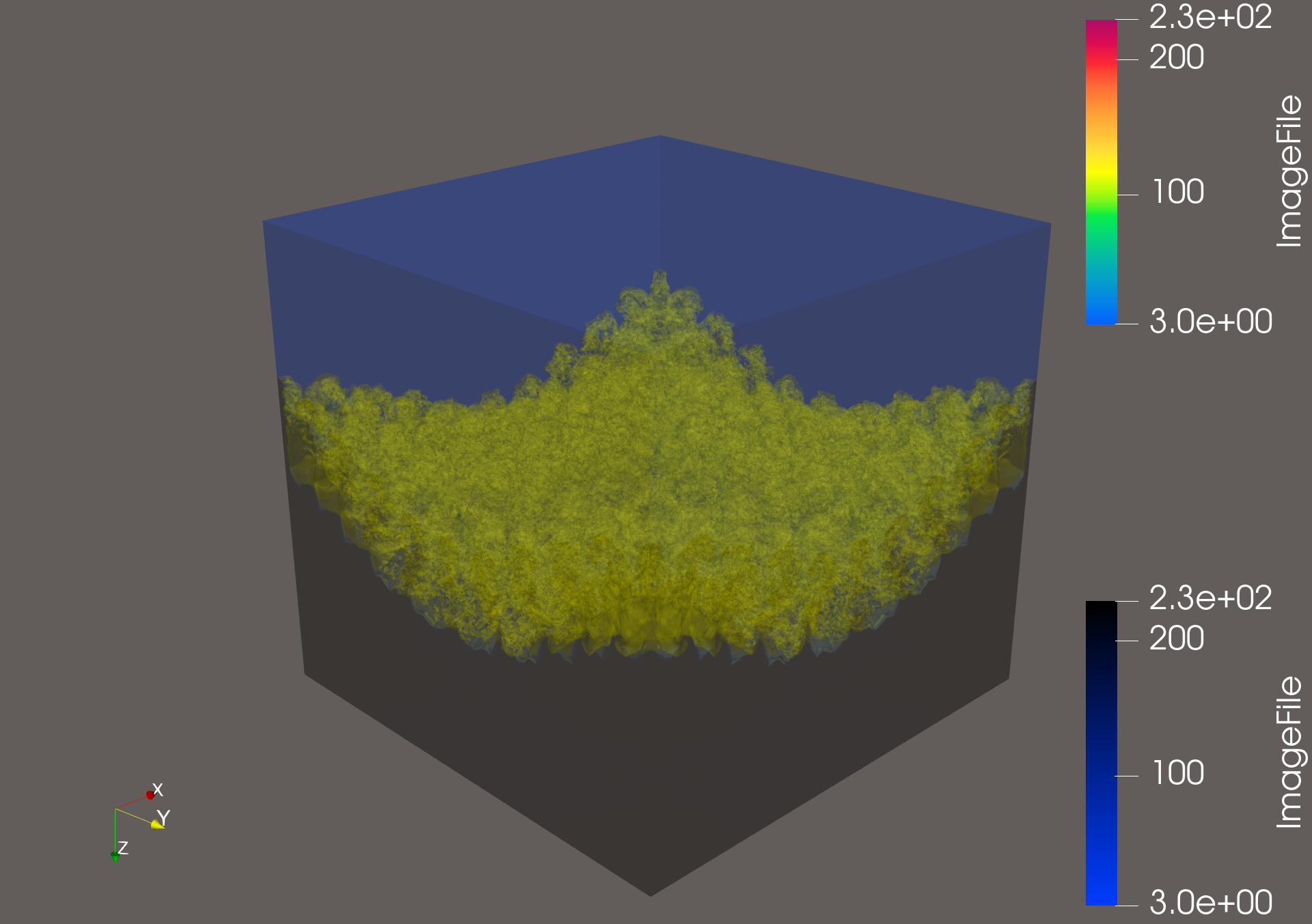 Entropy isosurface extracted at a value of
116.5