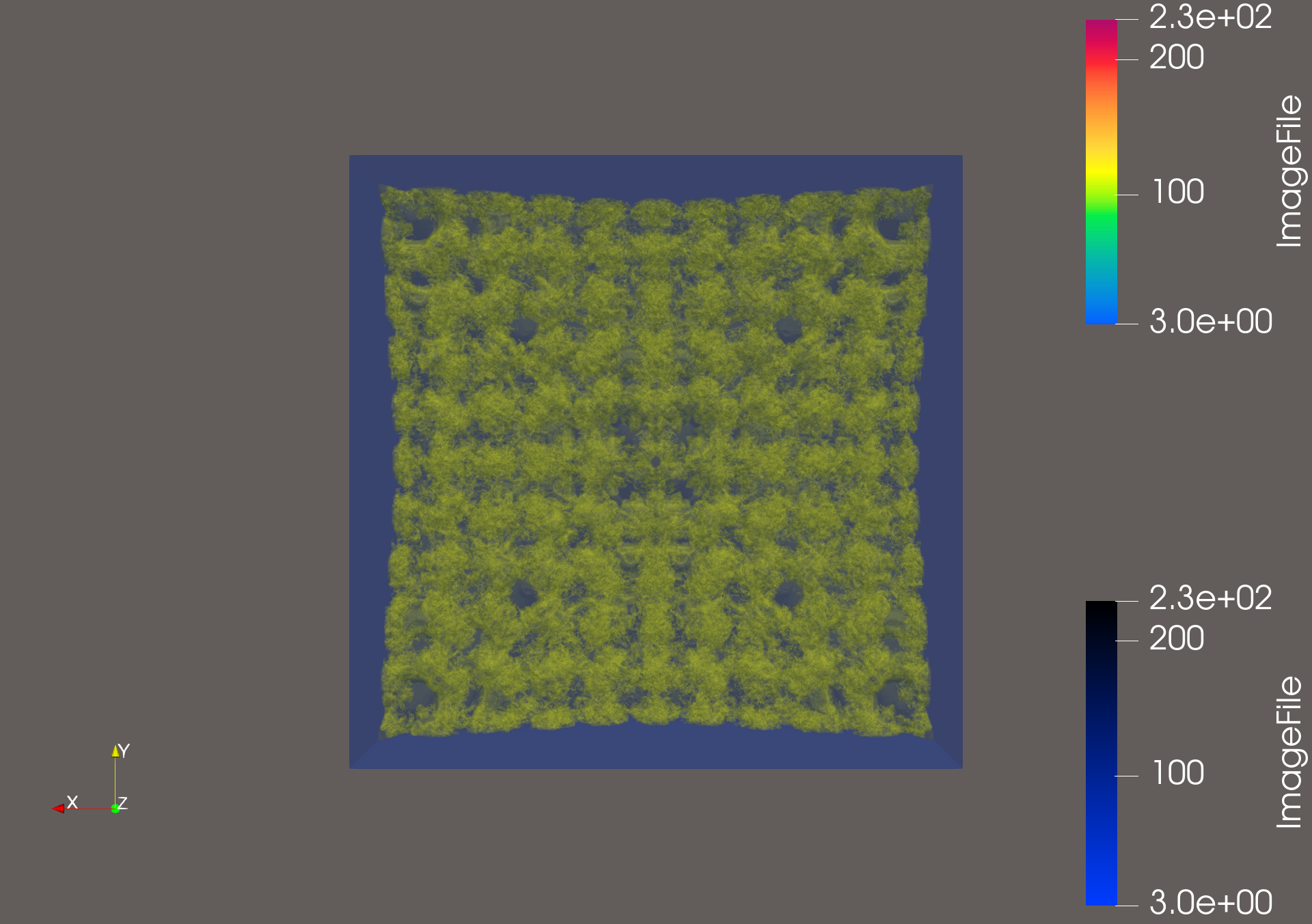 Entropy isosurface extracted at a value of
116.5